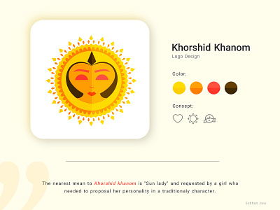 Khorshid Khanom girl hot lady logo orange persian sun sunshine traditional vector yellow