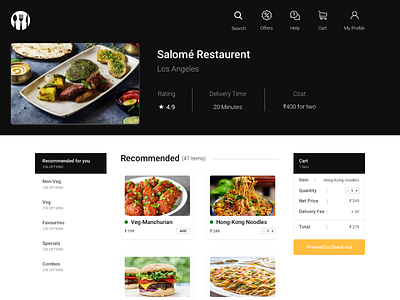 Food Application cart design food food app icon illustration restaurant typography ui ux web