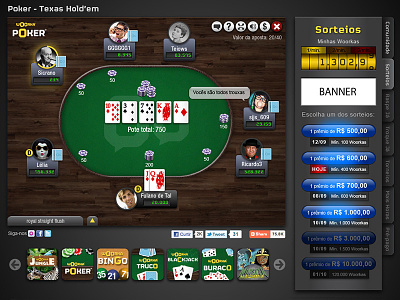 Poker table at a game site game poker web design