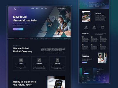 Price Markets | Financial Market broker company crypto cryptocurrency darkmode design forex homepage investment landing page market simple trade trader trading ui ui ux design uidesign ux webdesign
