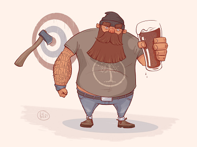 Hipster Gimli axe axe throwing beard beer character design digital illustration dwarf gimli hipster illustration j.r.r. tolkien lord of the rings tolkien