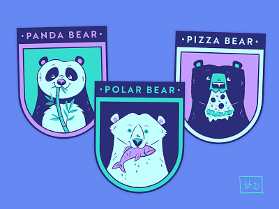 Hungry Bears bear character design cute digital illustration illustration panda patches pizza polar