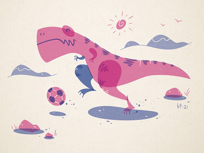 REX Soccer character design cute digital illustration dinosaur football illustration retro soccer t rex tyrannosaurus tyrannosaurus rex vintage