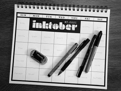 (mini) Inktober 2021 2021 black white calendar illustration ink inktober inktober 2021