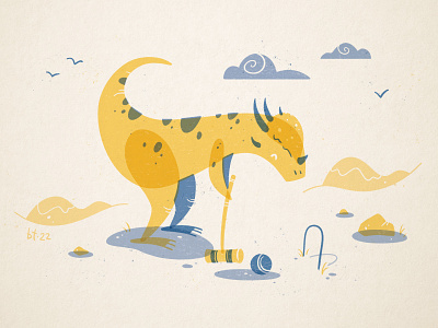 Stygimoloch character design croquet cute digital illustration dino dinosaur illustration lawn mallet retro stygimoloch vintage