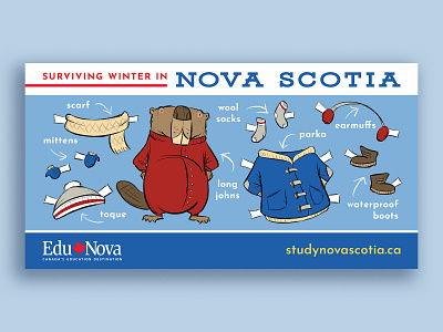 Surviving Winter in Nova Scotia atlantic canada beaver canada illustration maritimes nova scotia social media campaign winter
