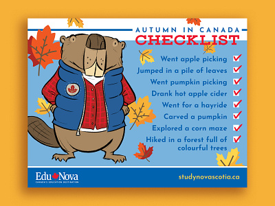 Autumn In Canada Checklist atlantic canada autumn beaver canada checklist fall illustration maritimes nova scotia social media campaign