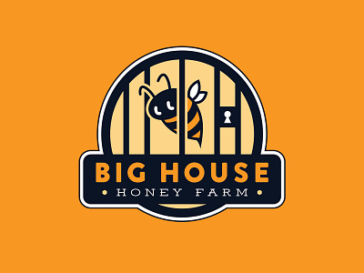 Big House Honey Farm bee beehive big house farm honey honey bee honeybee jail logo design prison