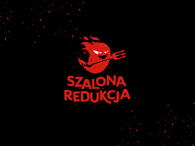 SZALONA REDUKCJA angry crazy devil drying fire fitness fitness game identity logo slimming trident