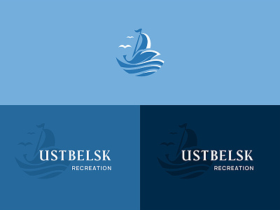 Ust Belsk boat entertainment fishing hunting identity illustration lake leaves logo logo design nature recreation recreation center sail sea water yacht