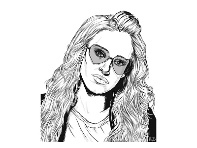 Darlene black and white illustration ink illustration mr. robot