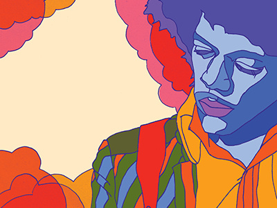 Hendrix Exhibit Title Illustration exhibit design illustration jimi hendrix