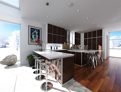 Modern kitchen revisited 2021 3d architechture b3d blender design