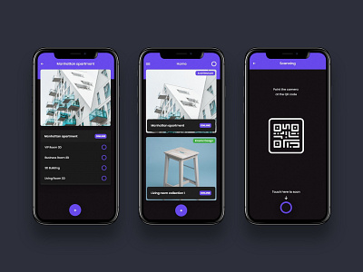 Qubment - Augmented Reality App android app application art direction augmentedreality black colorfull concept dark ios minimal ui ui design uidesign uiux ux ux design uxdesign