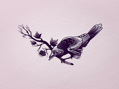 Raven art bird character design icon illustration raven vector