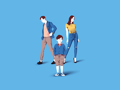 Illustration for a clothing store art blue character child clothes design icon illustration man peoples vector woman