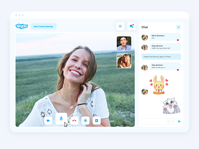 Skype app blue dailyui013 design minimal ui ux web website