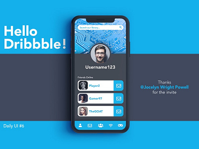 Hello Dribbble! app design profile page