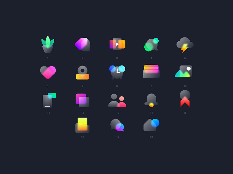 18 different glassicon by Yassine Brands® on Dribbble