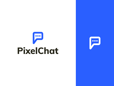 PixelChat Logo Design blue branding chat clean color design graphic dialy letter logo logodesign typography vector