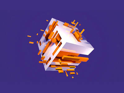 CUBON 3d art c4d cgi cube cubon design edge logo minimal mirrors orange