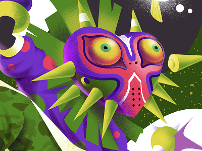 SkullKid colorful art geek illustration kid majoras mask majorasmask masks noise noisy skull zelda
