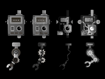 X Ray Process illustration junk mechanism metal process robot xray