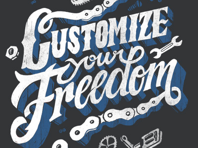 Customizers bike bycicles custom design freedom illustration lettering tee tshirt typographic