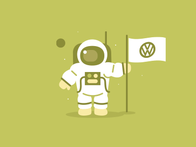 VW astronaut GIF animation astronaut flat gif illustration moon vw