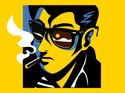 Rayban Rockabilly cigar glasses illustration rayban rockabilly smoke vectorial