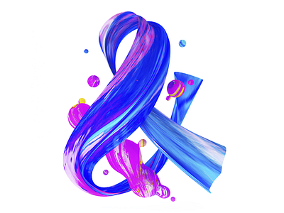 Ampersand 3d ampersand c4d paint stroke type