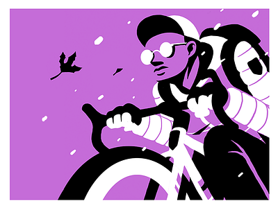 Brooklyn Cyclist bicycle bike cycling fixedgear fixie illustration snow winter