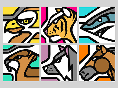 Social Media Avatars animals avatars bold eagle horse icons illustration shark style stylish tiger wolf