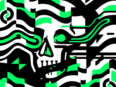 Skull Glitch bold computer error glitch illustration neon skull