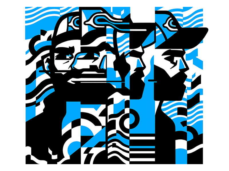 Portrait futuristic graphic verctor bold movement face portrait glitch