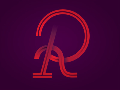 R#7 gradient letter lettering r shadow type typography vector