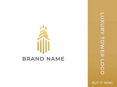 Luxury Tower Logo branding building buildings company consultants golden helmet illustration logo logoground logos idea luxury mortgage real estate template tower vector