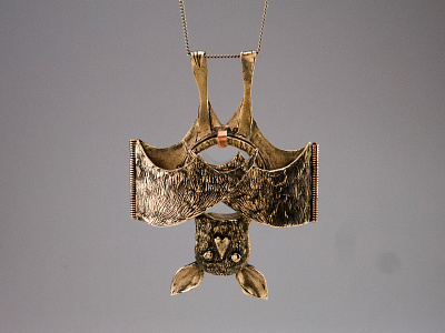 Blind as a Bat bats bronze jewelry jewelry design metals necklace pins saltwater etch student work type type design