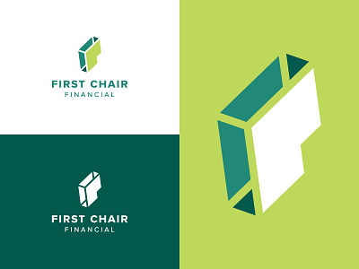 First Chair branding f financial green letter logo modern