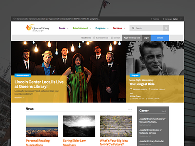 Queens Library Website Redesign desktop redesign web design website