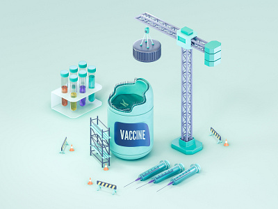 Building a Vaccine 3d 3d art 3d illustration biology building cinema 4d construction coronavirus covid 19 crane editorial health care laboratory medicine octane product syringe vaccine virus