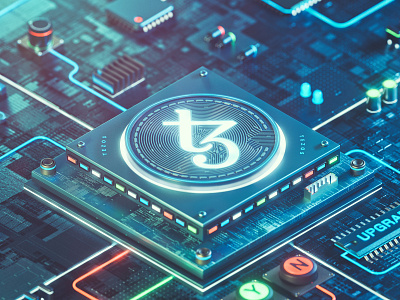 Techy Tezos 3d bitcoin cinema 4d coin crypto cryptocurrency design energy future futuristic illustration nft octane technological techy tezos token xtz