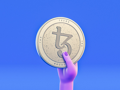 Hold my Tezos Token 3d 3d illustrator cinema 4d coin crypto cryptocurrency finance hand hodl hold illustration market money nft tezos token
