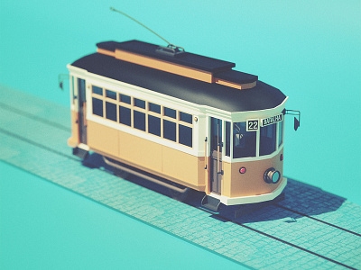 Porto Tram 3d cinema 4d design illustration motion graphics octane render transport