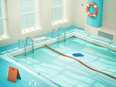 Swimming pool I 3d building cinema 4d design illustration motion graphics octane render swimming pool