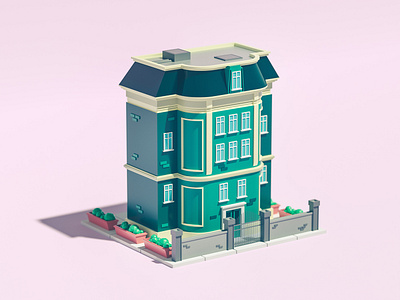 Nice Building #2 3d architecture building cinema 4d design diorama house illustration isometric low poly octane wes anderson