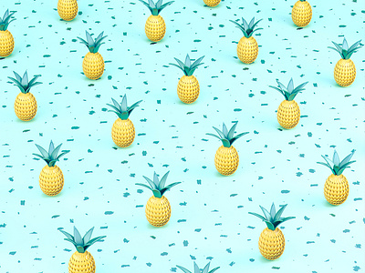 Summer Vibes #2 3d cinema 4d colorful design fruit illustration low poly octane pattern pineapple summer