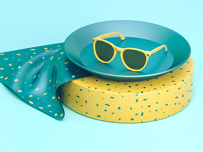 Summer Vibes #4 3d abstract cinema 4d design illustration low poly octane pattern still life summer sunglasses