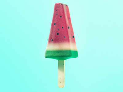 Ice Watermelon 3d cinema 4d colorful design ice lolly illustration octane summer watermelon wood