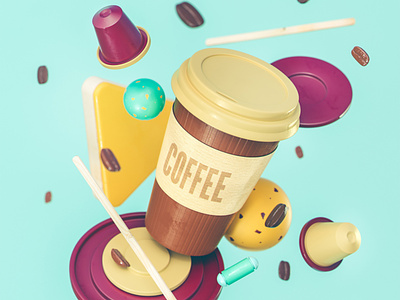 Take Away Coffee! 3d abstract capsules cinema 4d coffee coffee beans design illustration octane render shop take away